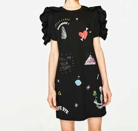 -2017-women-vintage-ruffle-decoration-sweet-cartoon-parten-print-mini-dress-brand-o-neck-Sequins-kni-32797121833