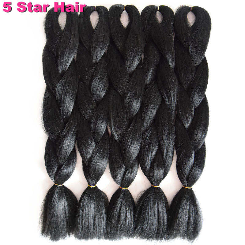 1-10-Packs-Braiding-Hair-24quot-100G-Pure-Black-Grey-purple-Color-Full-Star-Senegalese-Twists--Synth-32524927090