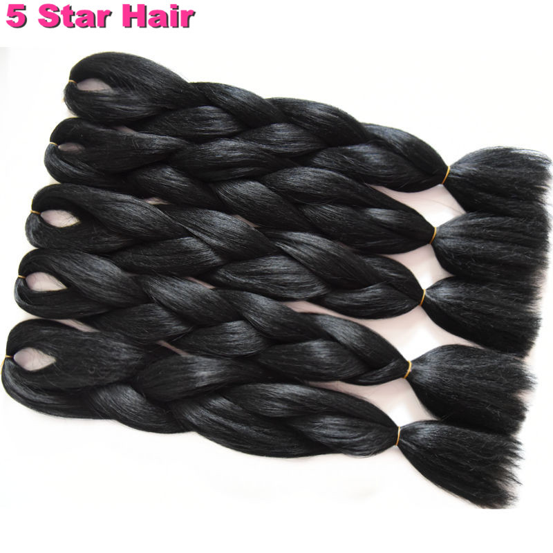 1-10-Packs-Braiding-Hair-24quot-100G-Pure-Black-Grey-purple-Color-Full-Star-Senegalese-Twists--Synth-32524927090