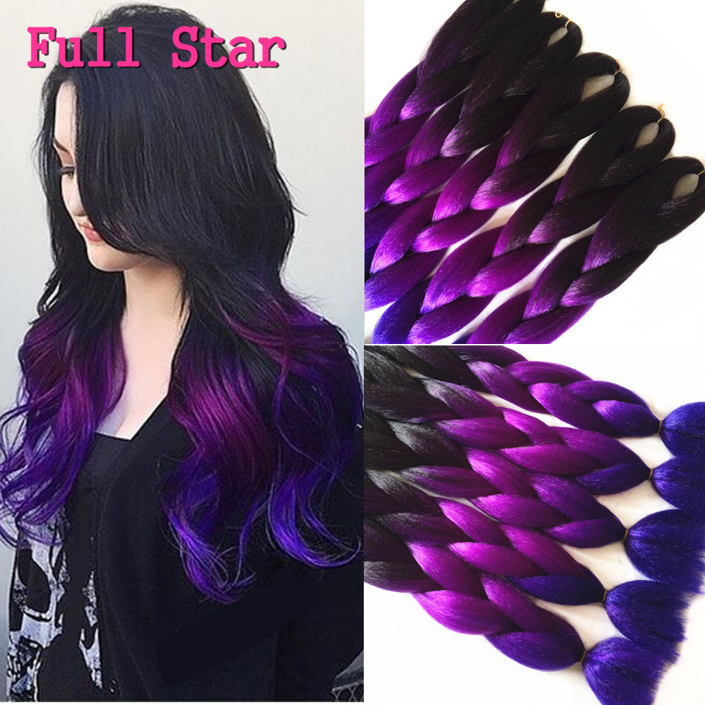 1-10pcs-24quot-100g-Crochet-Braids-Hair-Full-Star-Black-Purple-Blue-Ombre--Braiding-Hair-Jumbo-Braid-32583096455