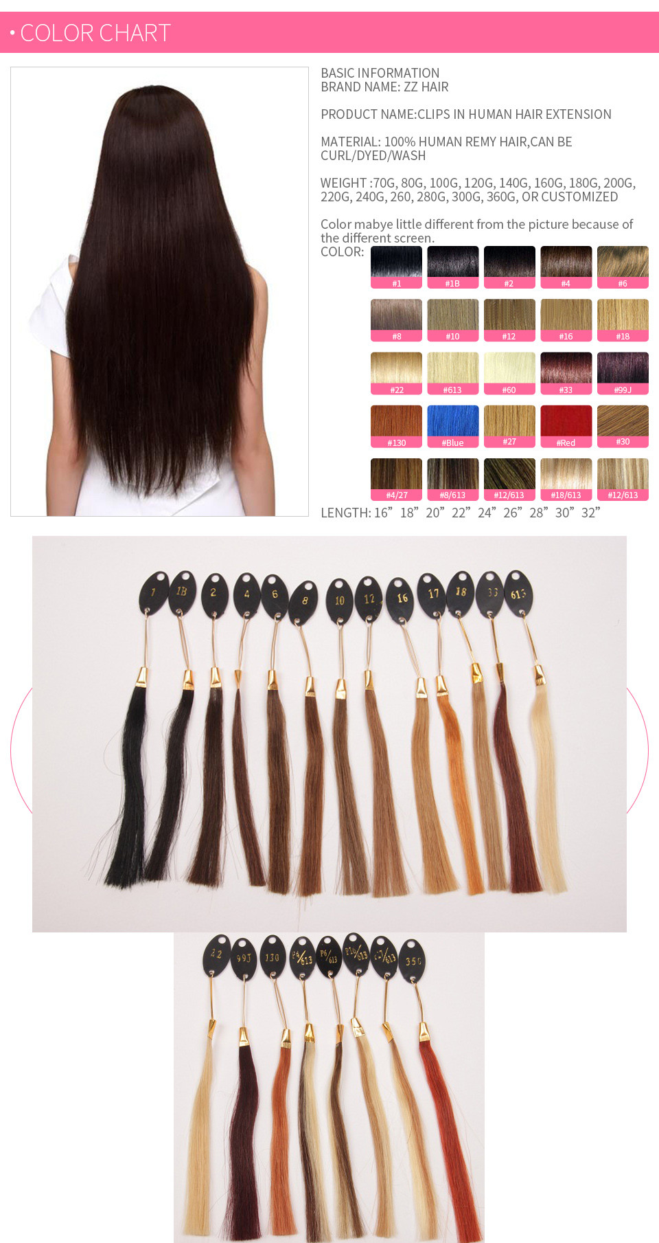 16quot-32quot-1pcs-Set-Single-Hairpieces-100-Brazilian-Remy-Hair-Clips-Inon-Human-Hair-Extensions-Do-888310719