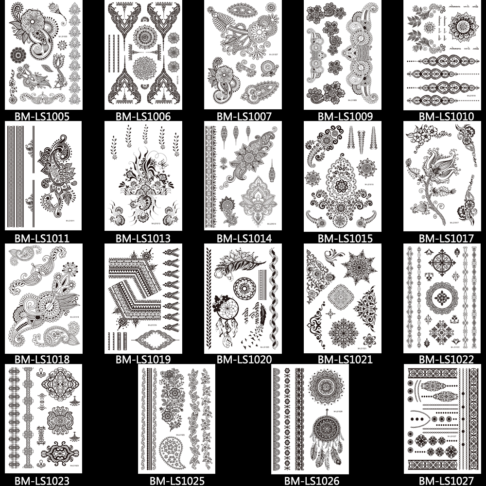1PC-Fashion-Flash-Waterproof--Tattoo-Women-Black-Ink-Henna-Jewel-Sexy-Lace-BJ019-Flower-Pendant-Wed--32367379227