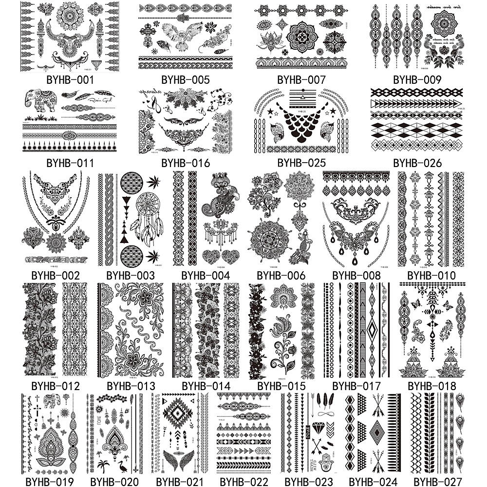 1PC-Fashion-Flash-Waterproof--Tattoo-Women-Black-Ink-Henna-Jewel-Sexy-Lace-BJ019-Flower-Pendant-Wed--32367379227