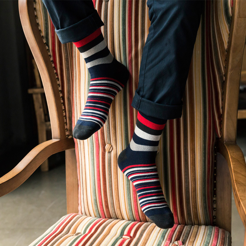 1Pairs-Men39s-Socks-Chaussette-Striped-3D-Print-Male-Long-Socks-Long-Men39s-Business-Mens-Dress-Sock-32787041091