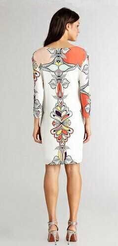 2015-Autumn-Runway-Dress-Women39s-High-Quality-34-Sleeve-Colorful-Abstract-Printed-Knee-Length-Jerse-32391933163