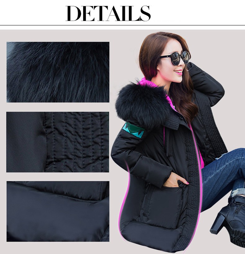 2015-Winter-Real-Fur-Trim-Down-Black-Jacket--Women39s-Monster-Eyes-Duck-Down-Parkas-Women-Warm-Slim--32601496447