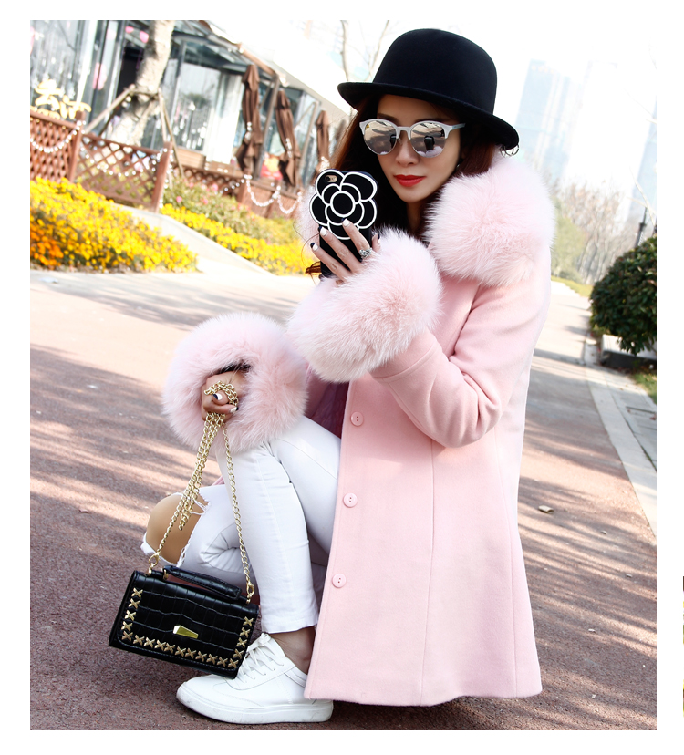2015-Winter-light-pink-blue-fox-fur-collar-wool-coat-thicker-coat-female-dark-button-wool-twill-soli-32489900898