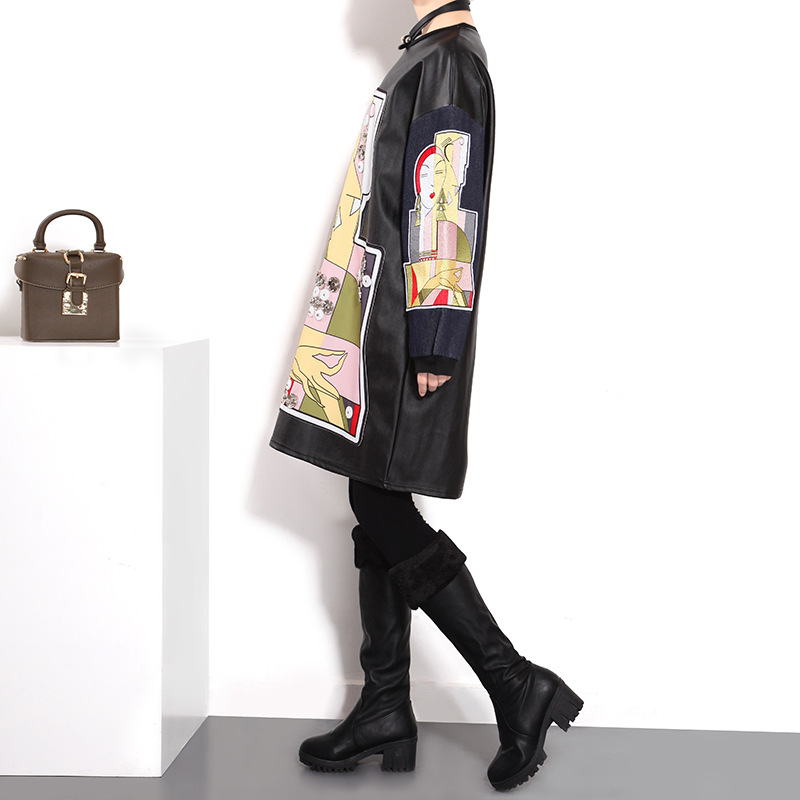 2016-Autumn-New-European-and-American-PU-Leather-Dress-Pattern-Patch-Fabric-Long-sleeved-Dress-32751345288