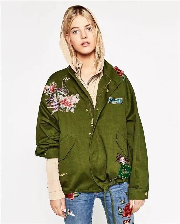 2016-Harajuku-Red-Rose-Flower-3D-Appliques-Embroidery-Pike-Jacket-New-Women-Stand-Collar-Loose-Coat--32762715559