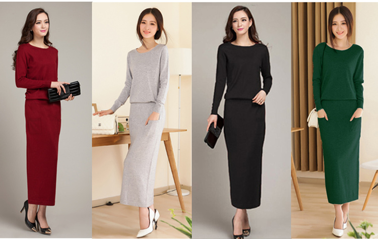 2016-New-Spring-and-Autumn-Female-Round-neck-Floor-length-Cashmere-Sweater--One-piece-Dress-Casual-S-1919590878