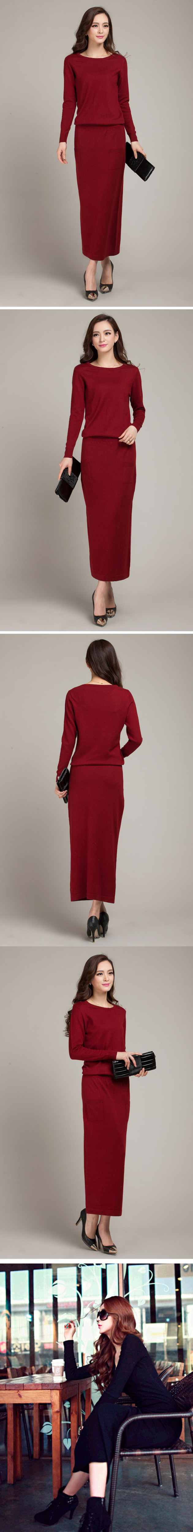 2016-New-Spring-and-Autumn-Female-Round-neck-Floor-length-Cashmere-Sweater--One-piece-Dress-Casual-S-1919590878