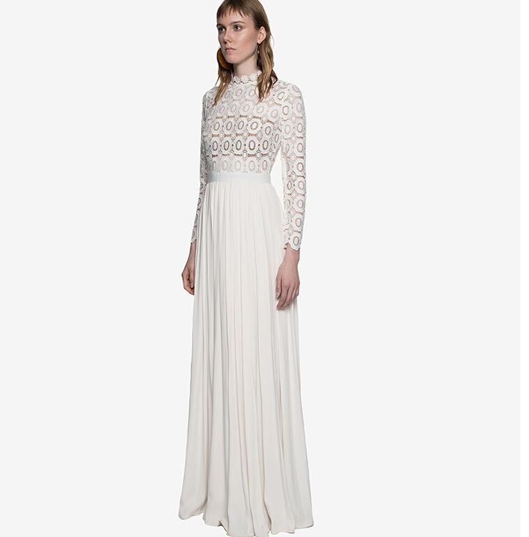 2016-New-arrival-Women39s-white-Hollow-lace-Long-sleeve-split-long-dress-party-club-dress-dropshipam-32713335449