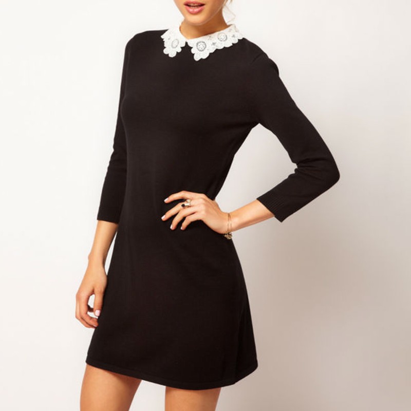 2016-Spring-Women-Brand-Carved-Flowers-Lace-White-Peter-pan-Collar-Knit-Cotton-Black-Dress-Slim-Vint-933415729