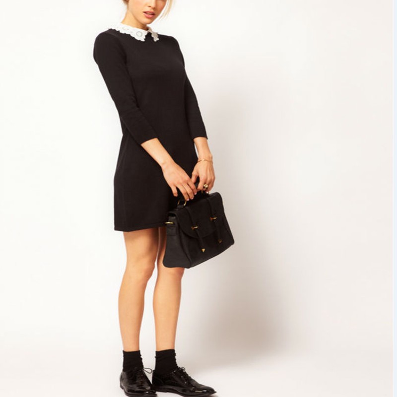 2016-Spring-Women-Brand-Carved-Flowers-Lace-White-Peter-pan-Collar-Knit-Cotton-Black-Dress-Slim-Vint-933415729
