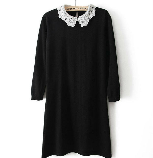2016-Spring-Women-Brand-Carved-Flowers-Lace-White-Peter-pan-Collar-Knit-Cotton-Black-Dress-Slim-Vint-933415729