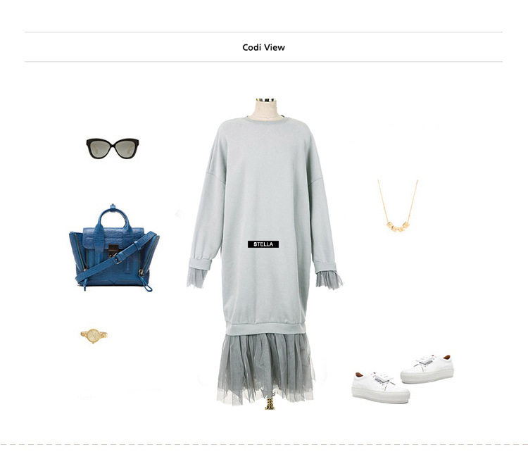 2017-New-Solid-Color-O-Neck-Cotton-Long-Dress-Trumpet-Dress-Long-Sleeve-Mesh-Splicing-Dress-32792150295