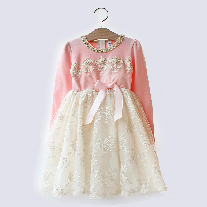 2017-New-Spring-Korean-Style-Girls-Dress-Cute-Pears-BowKnot-Lace-Longsleeves-Princess-Dress-For-Wedd-32623840958