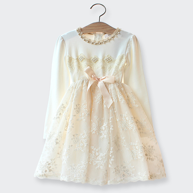 2017-New-Spring-Korean-Style-Girls-Dress-Cute-Pears-BowKnot-Lace-Longsleeves-Princess-Dress-For-Wedd-32623840958