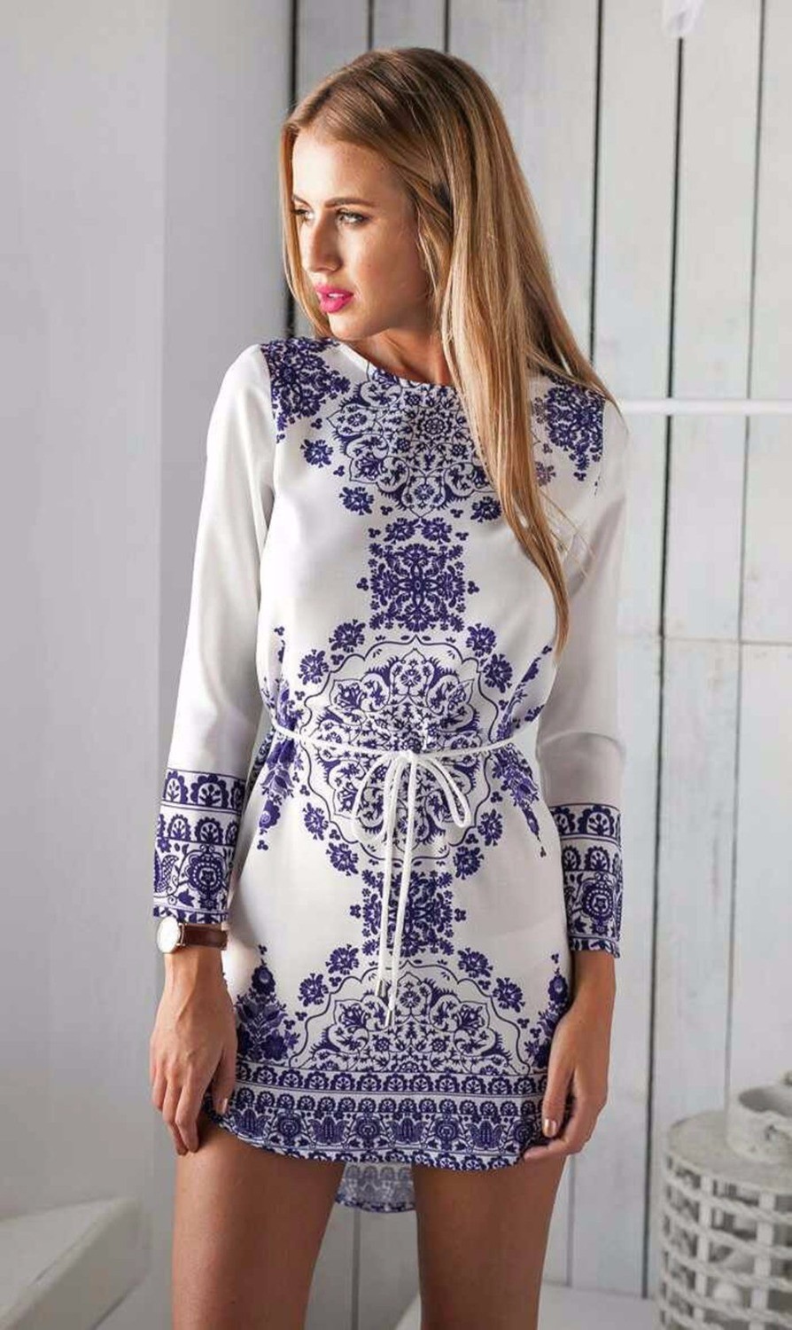 2017-New-Summer-Women-Dress-Plus-Size-Long-Sleeve-Print-Tunic-Ladies-Casual-Dresses-White-O-neck-Vin-32693564455