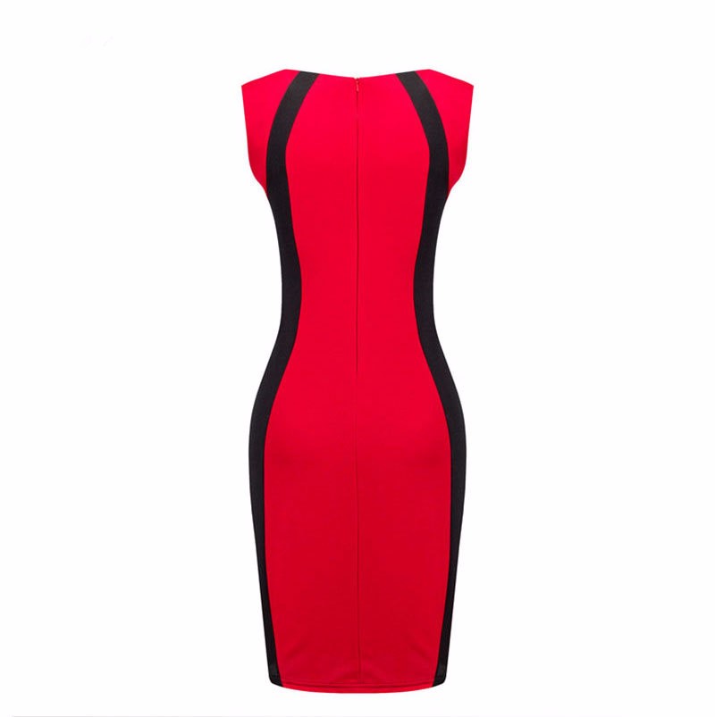 2017-New-Women-Sexy-Summer-Dress-Ladies-Elegant-Sleeveless-Patchwork-O-neck-Back-Zipper-Slimming-Bod-32681352912