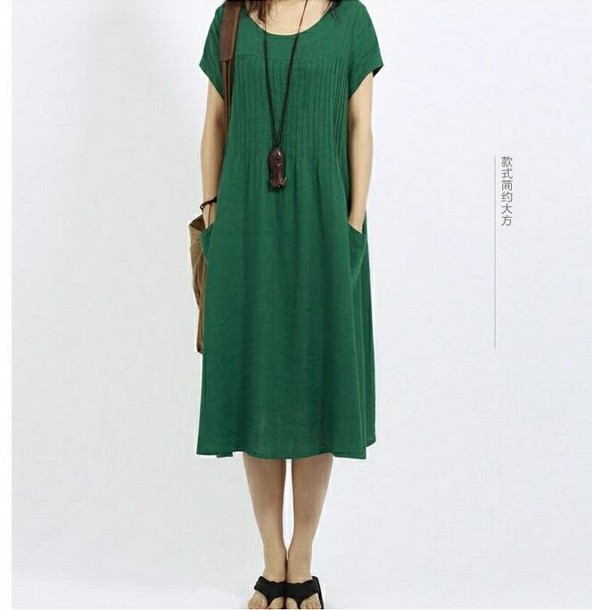 2017-New-summer-dress-loose-plus-size-Vintage-Style-Cotton-Linen-Fold-women-Dress-Vestidos-Robe-32695339996