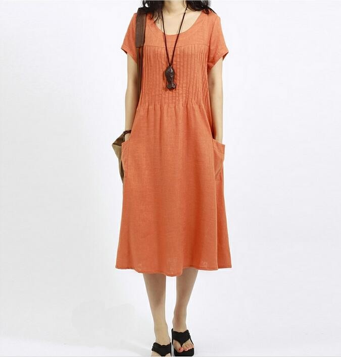 2017-New-summer-dress-loose-plus-size-Vintage-Style-Cotton-Linen-Fold-women-Dress-Vestidos-Robe-32695339996