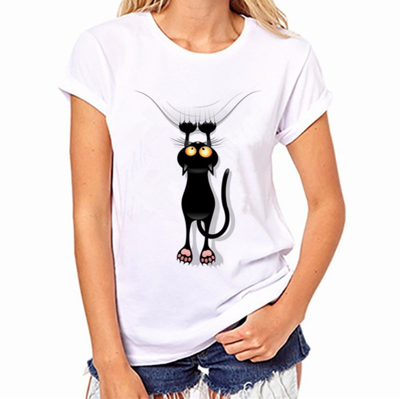 2017-Womens-Brand-Clothing-Summer-Women-T-Shirt-Short-Sleeve-O-neck-Casual-Funny-Black-Cat-Tops-Tees-32707830692