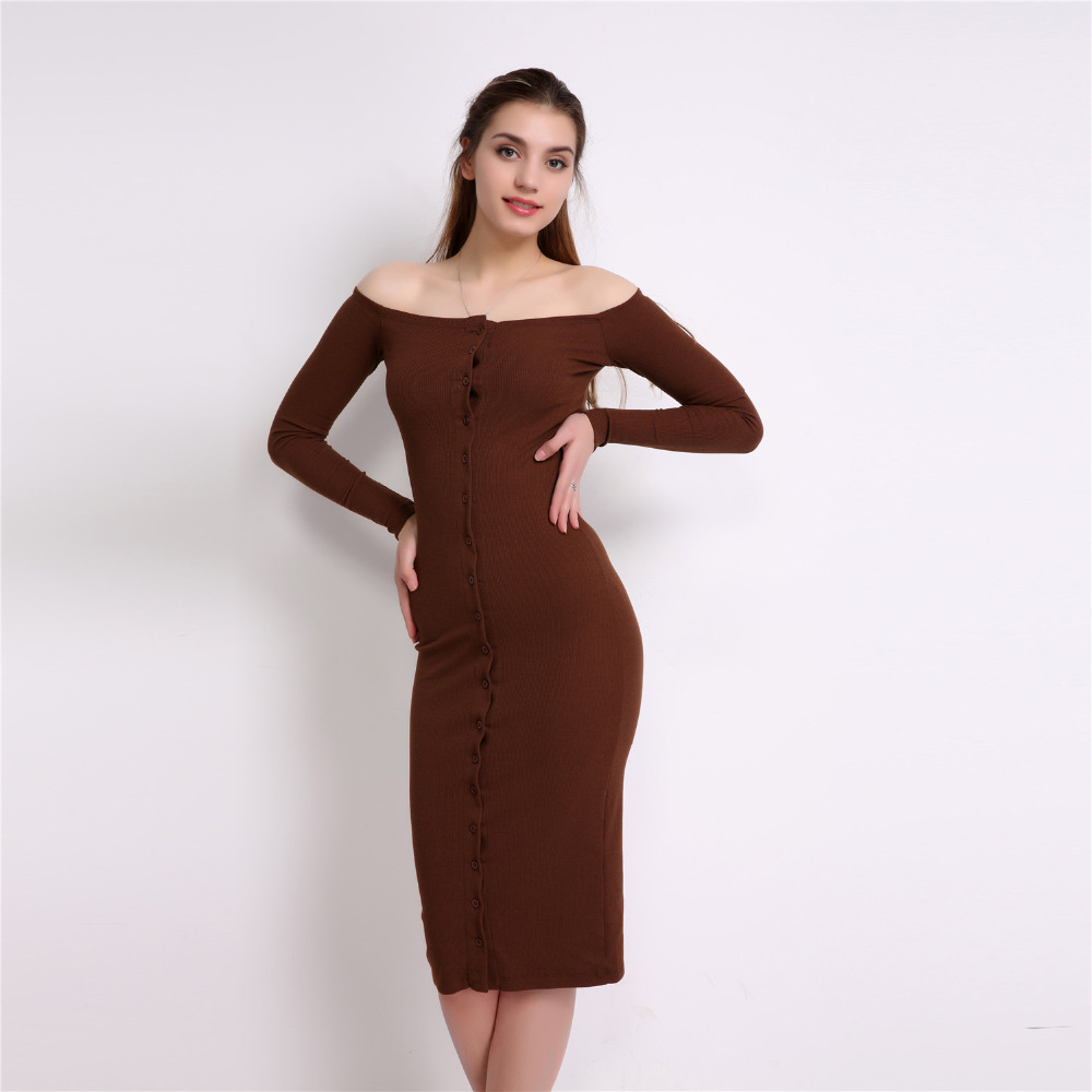 2018-Autumn-Dress-Women-Front-Button-Sexy-Off-Shoulder-Knee-Length-Long-Sleeve-Knit-Bodycon-Dresses--32754640023