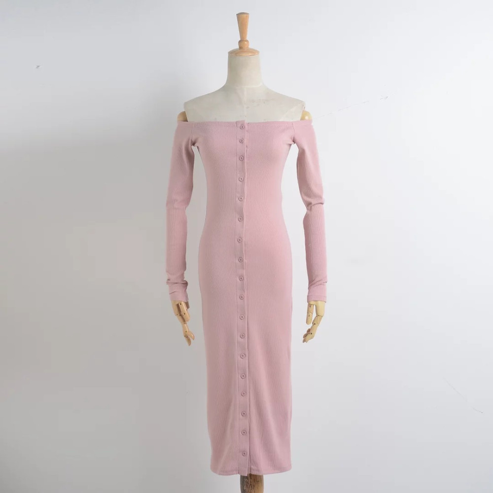 2018-Autumn-Dress-Women-Front-Button-Sexy-Off-Shoulder-Knee-Length-Long-Sleeve-Knit-Bodycon-Dresses--32754640023