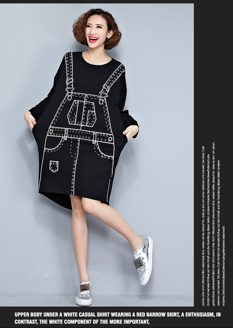 2018-European-Style-Women-Fashion-Mini-Dress-Braces-Pattern-Black-Irregular-One-Piece-T-Shirt-Dress--32708284834