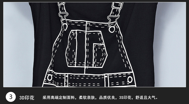 2018-European-Style-Women-Fashion-Mini-Dress-Braces-Pattern-Black-Irregular-One-Piece-T-Shirt-Dress--32708284834