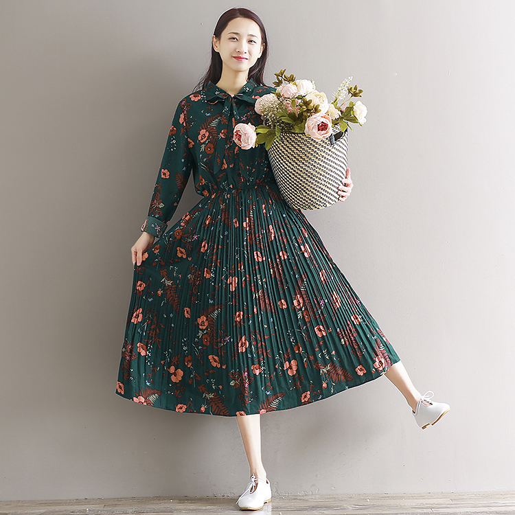2018-Japanese-Chiffon-Green-Tunic-Mori-Girl-Long-Dress-Women-Floral-Pleated-Plus-Size-Maxi-Party-Dre-32762469694