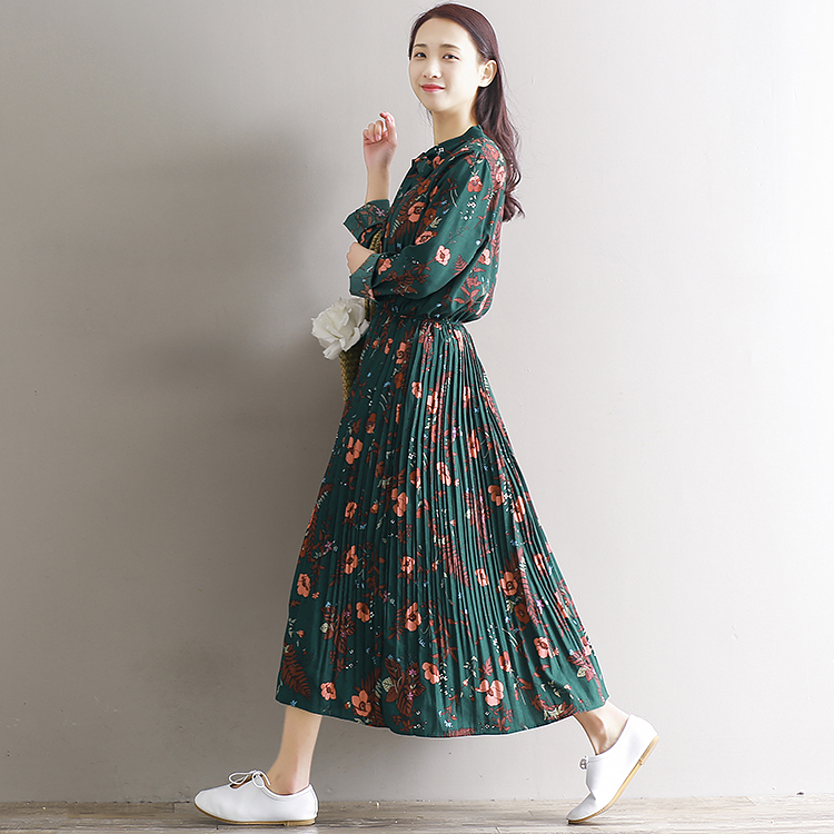 2018-Japanese-Chiffon-Green-Tunic-Mori-Girl-Long-Dress-Women-Floral-Pleated-Plus-Size-Maxi-Party-Dre-32762469694