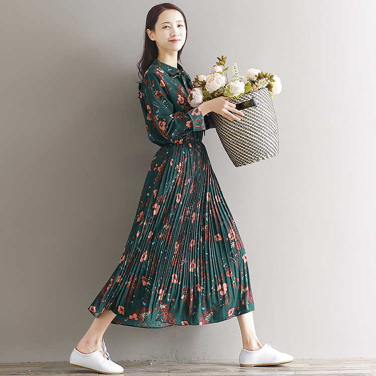 2018-Japanese-Chiffon-Green-Tunic-Mori-Girl-Long-Dress-Women-Floral-Pleated-Plus-Size-Maxi-Party-Dre-32762469694