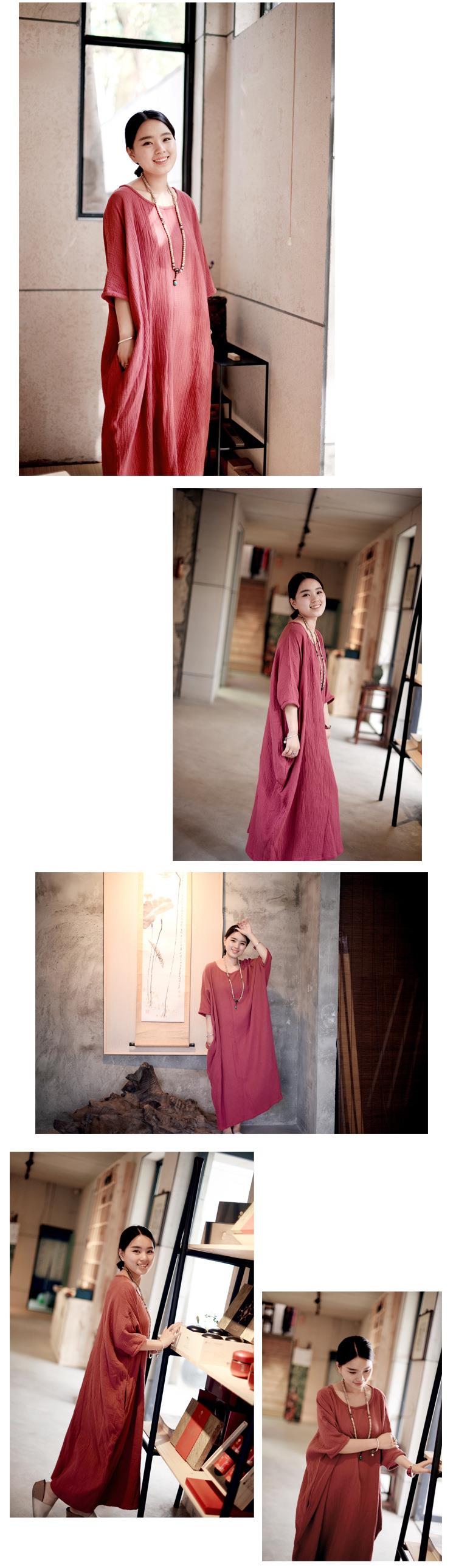 2018-New-Summer-Style-Women-Casual-Maxi-Dress-Cotton-Linen-Batwing-Sleeve-Loose-Plus-Size-Robe-Half--32374026851