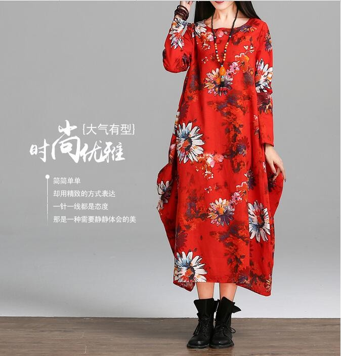 2018-Spring-Autumn-Vintage-Cotton-Linen-Women-Dress-large-size-Loose-Casual-Long-Dress-Vestidos-Robe-32730580589