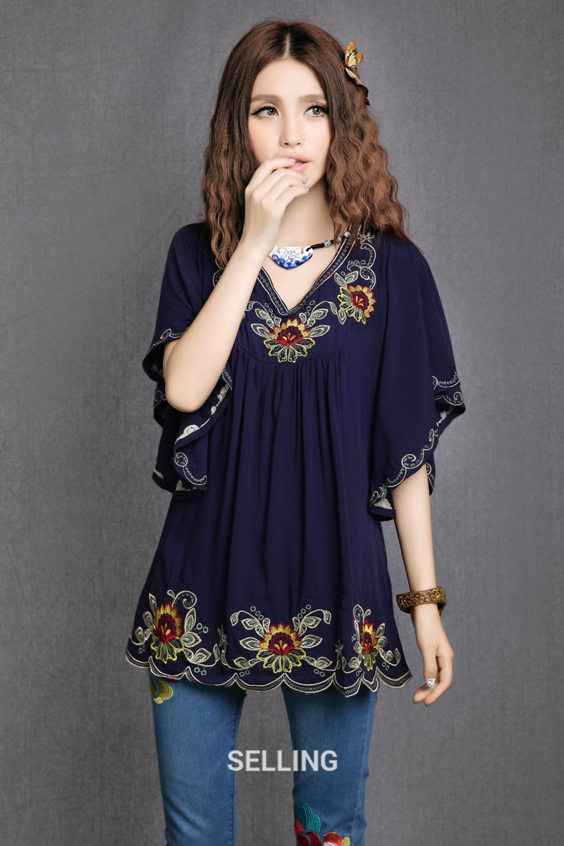 2018-Women-Cotton-Tops-Blouse-Tunic-Vestidos-Vintage-Mexican-Ethnic-Floral-Embroidery-Mini-Dresses-L-32318677571