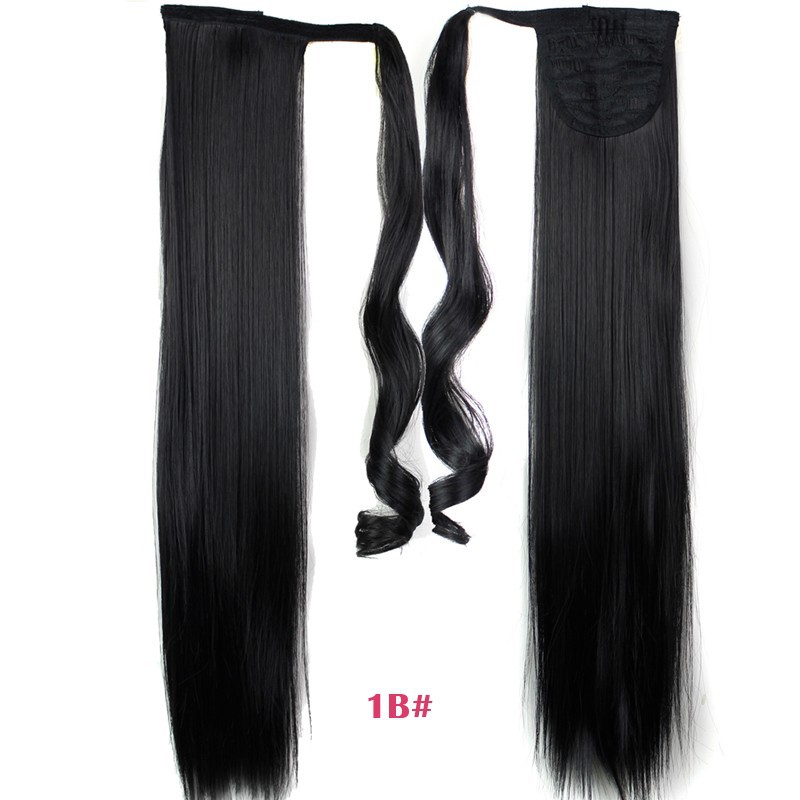 24inch-Black-Synthetic-Long-Straight-Clip-In-Ribbon-Ponytail-Hair-Extension-hairpiece-my-little-pony-32263632013