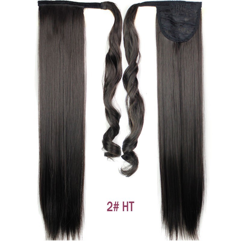 24inch-Black-Synthetic-Long-Straight-Clip-In-Ribbon-Ponytail-Hair-Extension-hairpiece-my-little-pony-32263632013