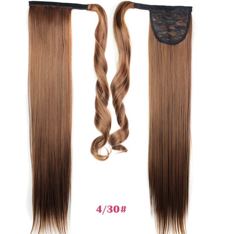 24inch-Black-Synthetic-Long-Straight-Clip-In-Ribbon-Ponytail-Hair-Extension-hairpiece-my-little-pony-32263632013