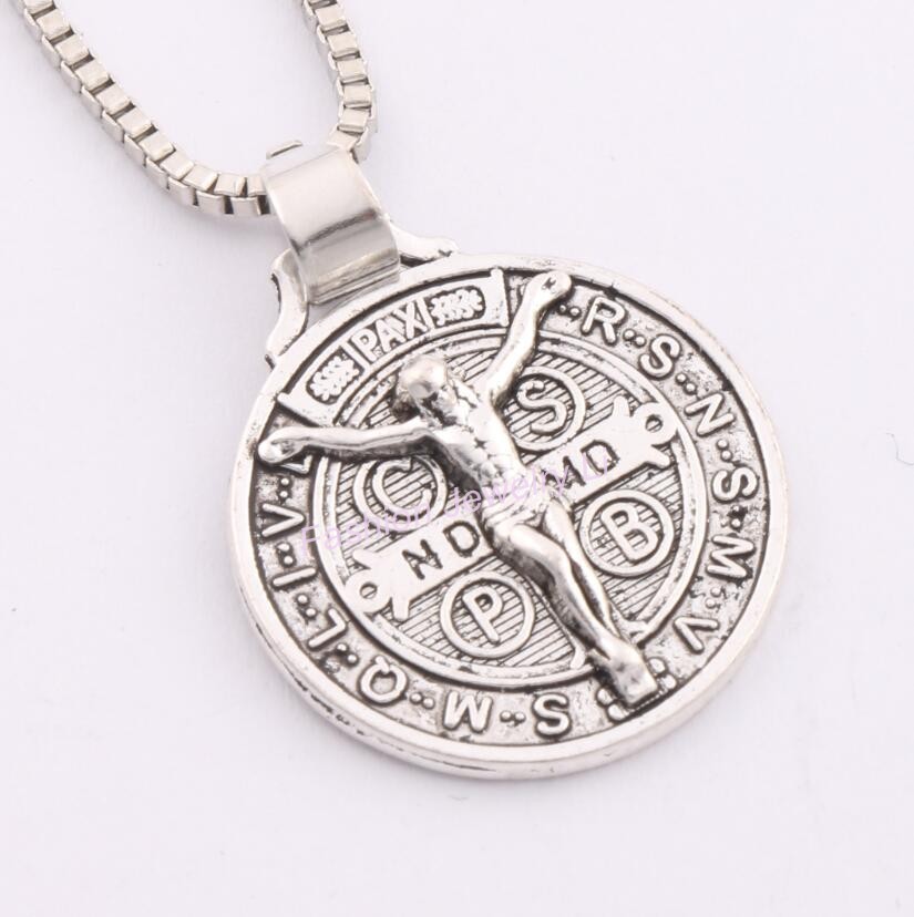 24x21mm-Antique-Silver-Saint-Jesu-Benedict-Nursia-Patron-Medal-Crucifix-Cross-Religious-Pendant-Neck-32651187264