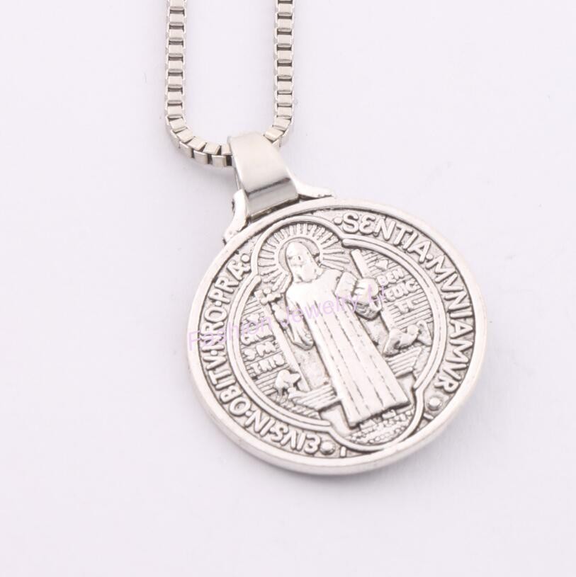 24x21mm-Antique-Silver-Saint-Jesu-Benedict-Nursia-Patron-Medal-Crucifix-Cross-Religious-Pendant-Neck-32651187264