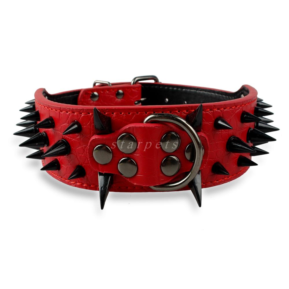 2inch-Wide-Cool-Sharp-Spiked-Studded-Leather-Dog-Collars-15-24quot-For-Medium-Large-Breeds-Pitbull-M-743727799