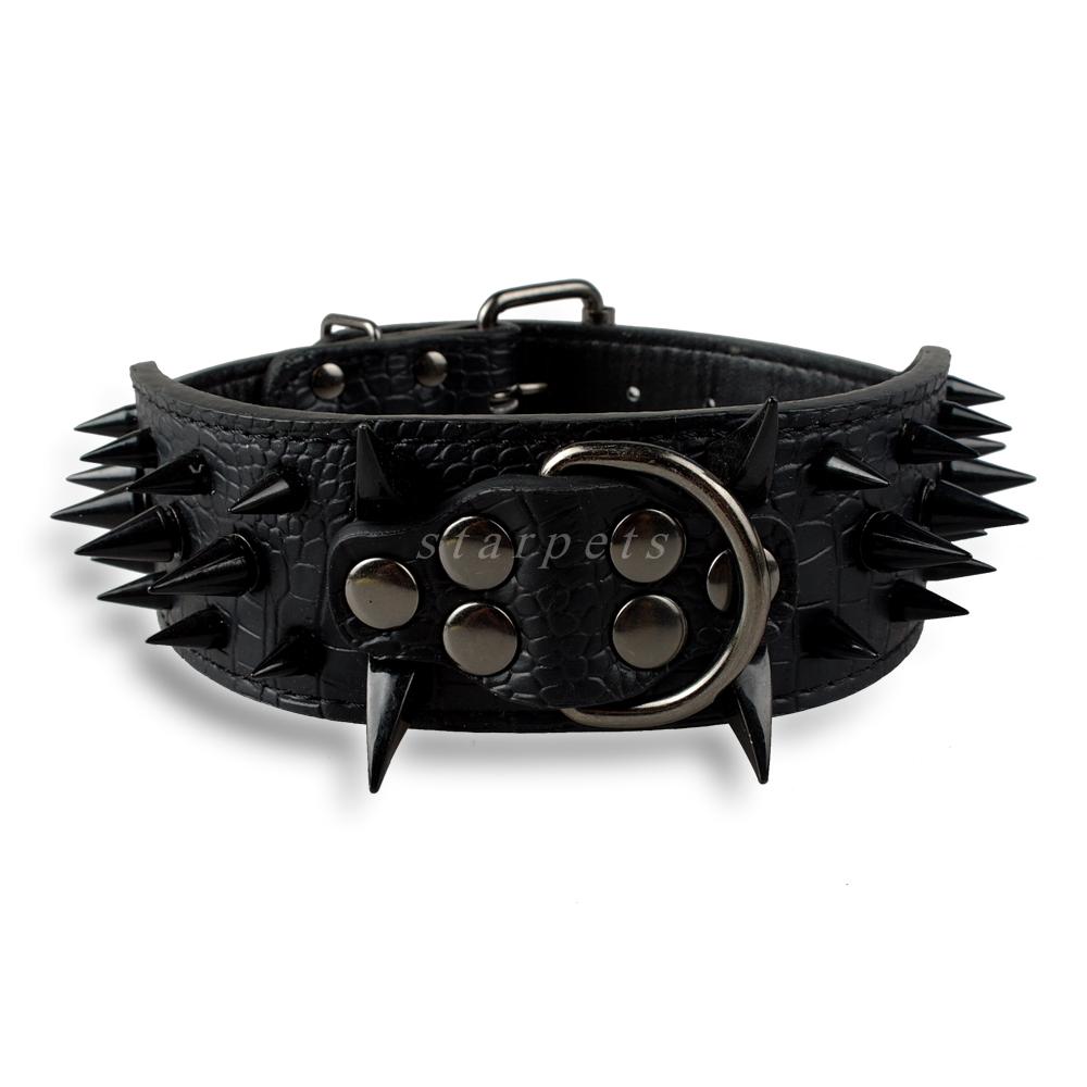 2inch-Wide-Cool-Sharp-Spiked-Studded-Leather-Dog-Collars-15-24quot-For-Medium-Large-Breeds-Pitbull-M-743727799