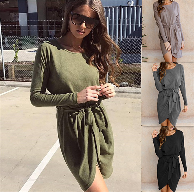 4-colour-Autumn-winter-dress-2017-Round-neck-solid-High-quality-Loose-Casual-Irregular-package-hip-D-32794000856