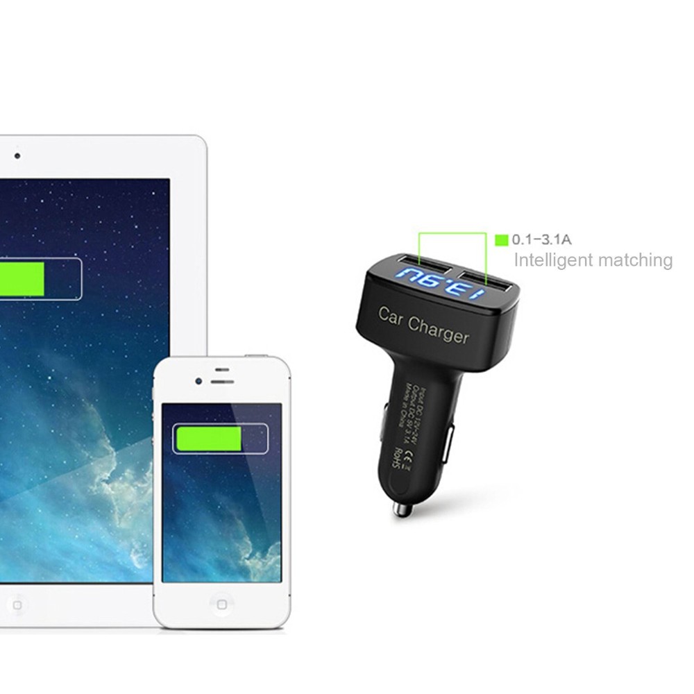 4-in-1-Car-Charger-Dual-USB-Voltmeter-Thermometer-Digital-Display--Charging--32514928913
