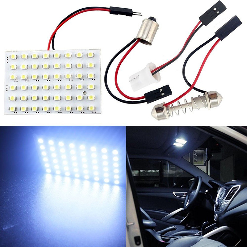 48-LED-Auto-Car-Dome-Festoon-Interior-Bulb-Roof-Light-Lamp-with-T10-BA9S-Festoon-Adapter-Base-Readin-32614073448
