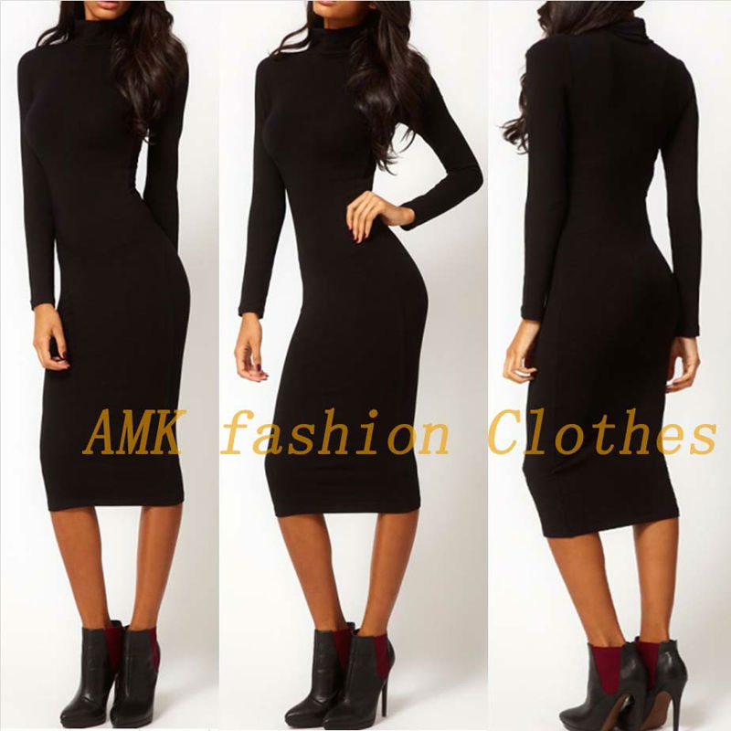 AAMIKAST-New-Fashion-Women-Elegant-Turtleneck-Full-Sleeve-Solid-Party-Stretch-Bodycon-Pencil-Sexy-Dr-1447812534