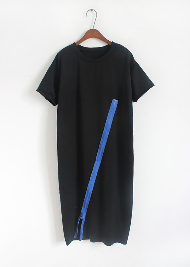 AUFYSO-Women-Dress-Summer-2017-Novelty-Harajuku-Zipper-Letter-Patchwork-Casual-Long-Dresses-Black-T--32631034204