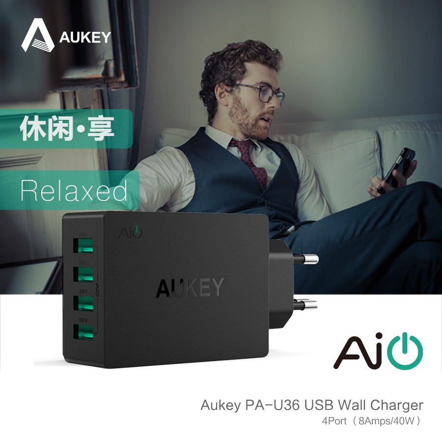 AUKEY-Universal-4-Ports-USB-Charger-Travel-Wall-Charger-Adapter-For-iPhone7-Samsung-S6-Smart-Phones--32395093971
